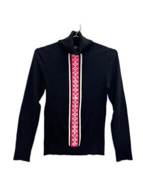 Chanel Logo Line High Neck Rib Knit 34 Sweater